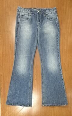 VTG Mudd Jeans Women's Size 11 34x30" Blue Stretch Flared Bell Bottoms Denim Y2K